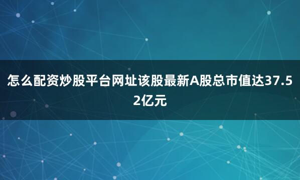 怎么配资炒股平台网址该股最新A股总市值达37.52亿元